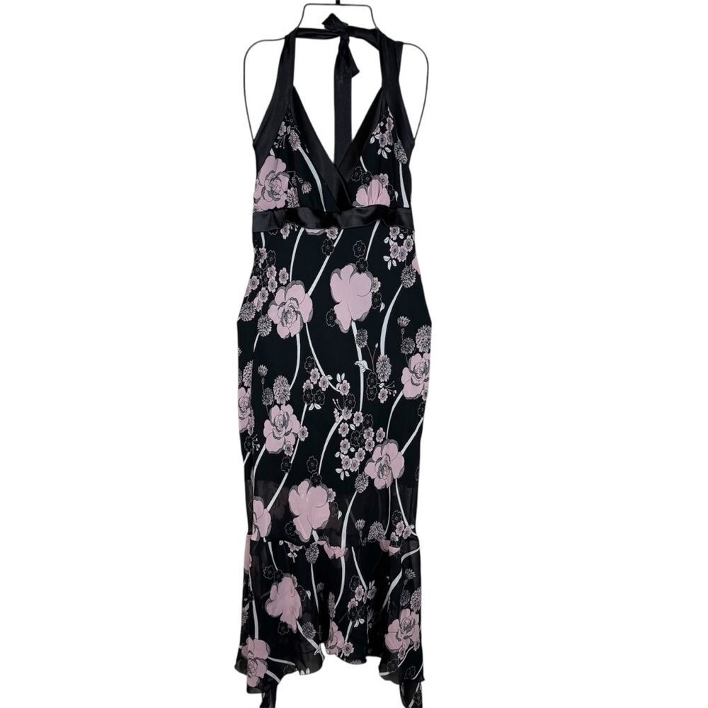 Vintage Y2K Babydoll Dress Pink Floral Ruffle M Collection USA Made Size Medium